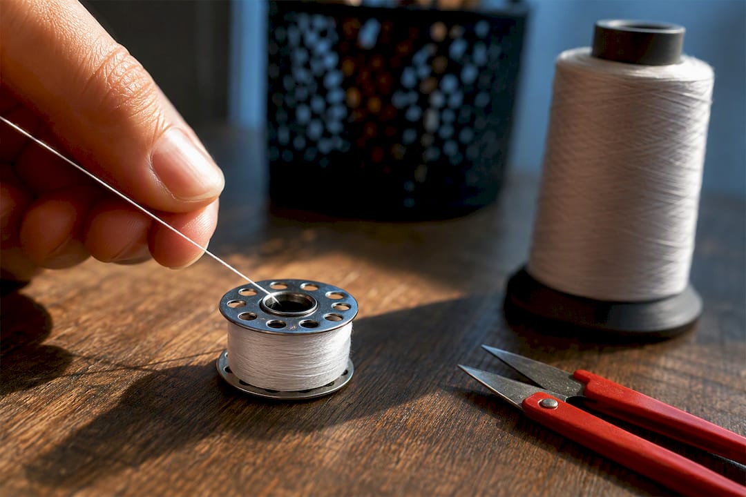Fine bobbin thread wound for embroidery