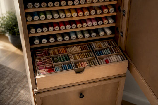 Organized thread spools and floss storage