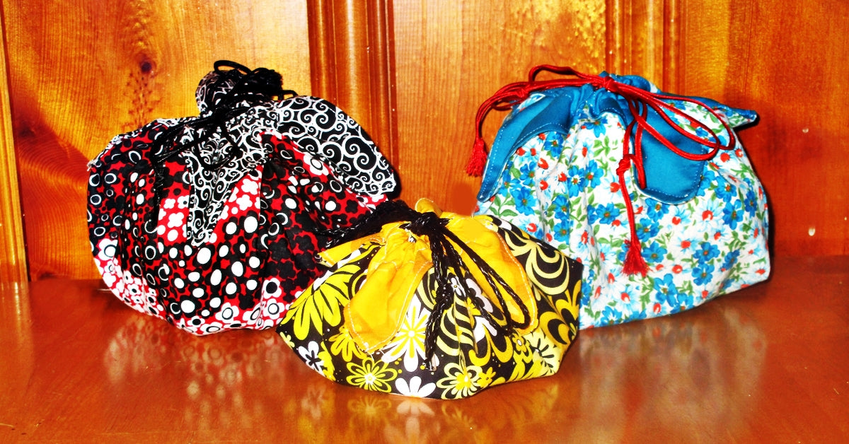 Lotus Drawstring Pouch Gift Bags and Purse Tutorial