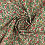 Everlasting Forget Me Not Blossom B quilting cotton fabric with pink flowers, teal leaves, coral accents, and delicate botanical stems.