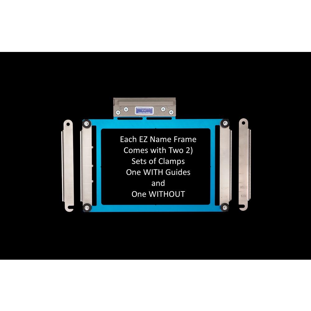 EZ Name Frame 5X7 for all Brother/Baby Lock Single Needle Flat Bed Machines with a slide - in adaptor EZ Frame Blue Adaptor Arms - Sewingmachinesplus.com