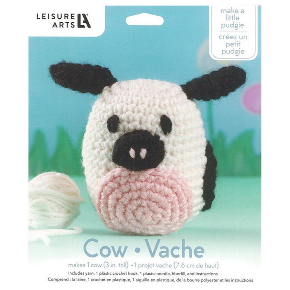 Leisure Arts Crochet Pudgies Kit - Cow - Sewingmachinesplus.com