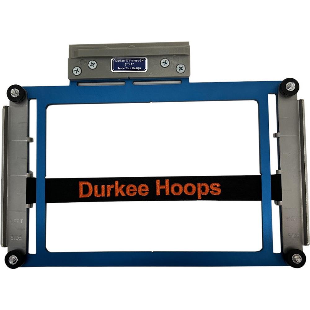 EZ Name Frame 5X7 for all Brother/Baby Lock Single Needle Flat Bed Machines with a slide - in adaptor EZ Frame Blue Adaptor Arms - Sewingmachinesplus.com