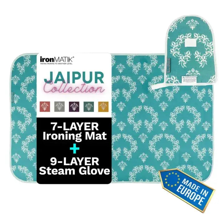 Jaipur Blue - The Ultimate Ironing Mat & Steam Glove Bundle