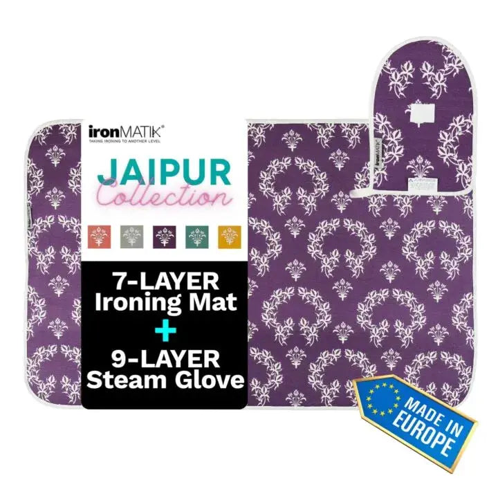 Jaipur Purple - The Ultimate Ironing Mat & Steam Glove Bundle