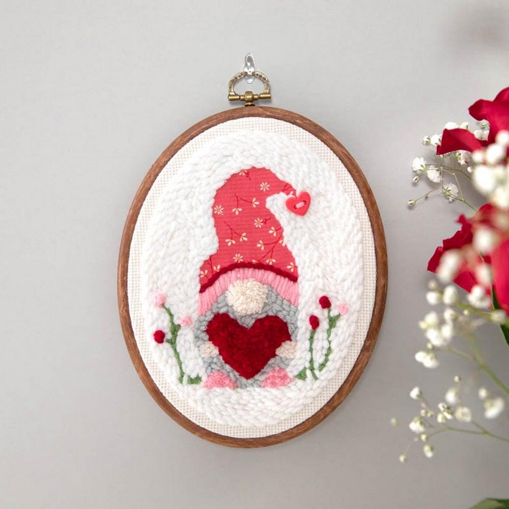 Kimberbell Punch Needle Plus Kit - Be My Gnomie Wood Oval Frame - Sewingmachinesplus.com