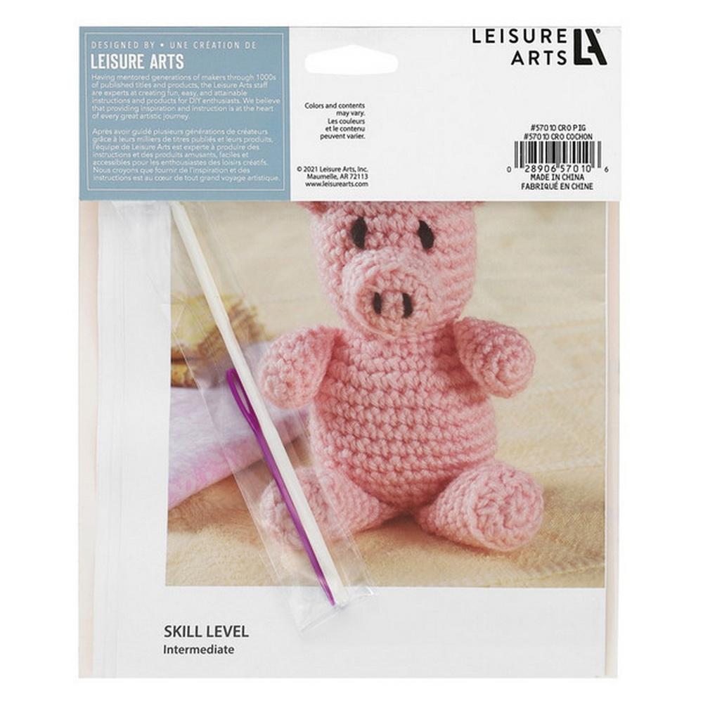 Leisure Arts Crochet Friend Kit - Pig - Sewingmachinesplus.com
