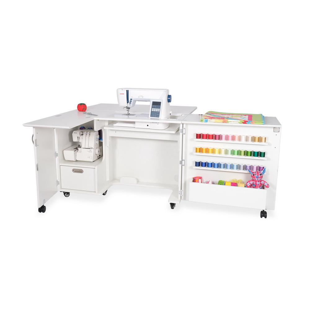 Kangaroo Sewing Furniture Wallaby II Studio Wallaby Air Lift and Dingo II Sewing Cabinet Set WHITE (WS-WHT)