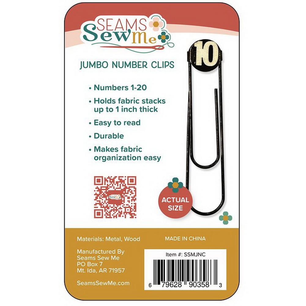 Seams Sew Me Jumbo Number Clips 1 - 20 for Fabric Labeling Rows - Sewingmachinesplus.com
