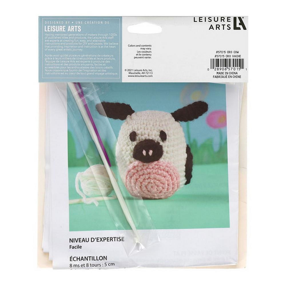 Leisure Arts Crochet Pudgies Kit - Cow - Sewingmachinesplus.com