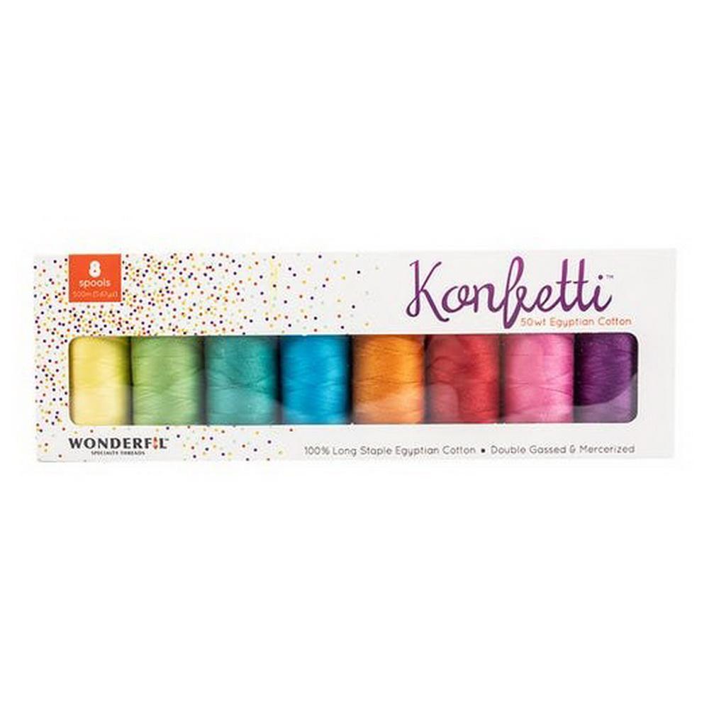 Wonderfil Spectrum Konfetti 50wt Egyptian Cotton 8 Spools 500m (547yd) - Sewingmachinesplus.com