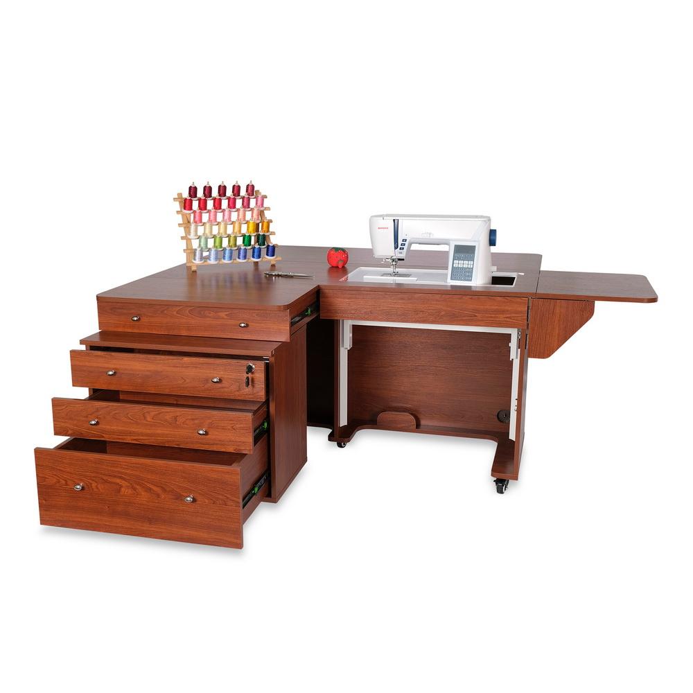 Kangaroo Sewing Furniture Kookaburra, Kangaroo and Joey II Bundle Cabinet Set (Teak) - Sewingmachinesplus.com