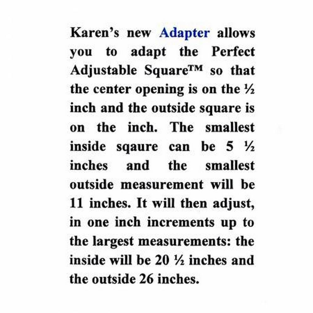 Karen Kay Buckley Adapter for Perfect Adjustable Square - Sewingmachinesplus.com
