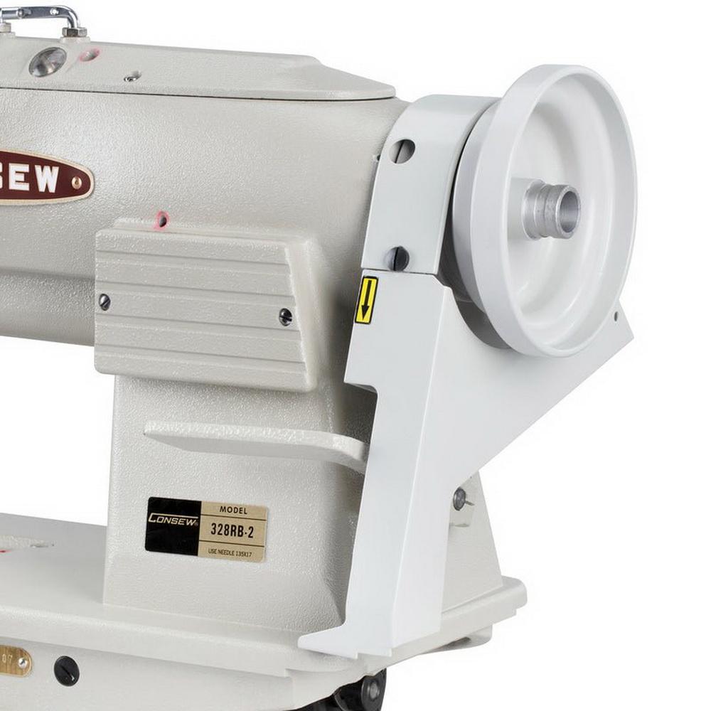 Consew 328RB-2 High Speed, Two Needle, Angular Stitching (Split Needle Bar), Drop Feed, Needle Feed, Walking Foot, Lockstitch Machine