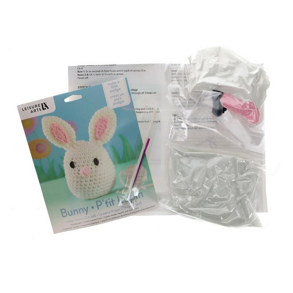 Leisure Arts Crochet Pudgies Kit - Bunny - Sewingmachinesplus.com