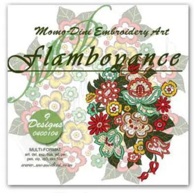 Momo-Dini embroidery designs: Flamboyance (0400104) multicolor floral bouquet