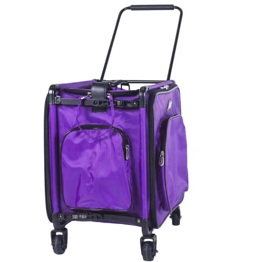 Tutto 17in serger on wheels luggage in purple with retractable handle and zip pockets.