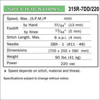 Consew 315R-7DD/220 Direct Drive, High Speed, Single Needle, Needle Feed, Lockstitch Machine