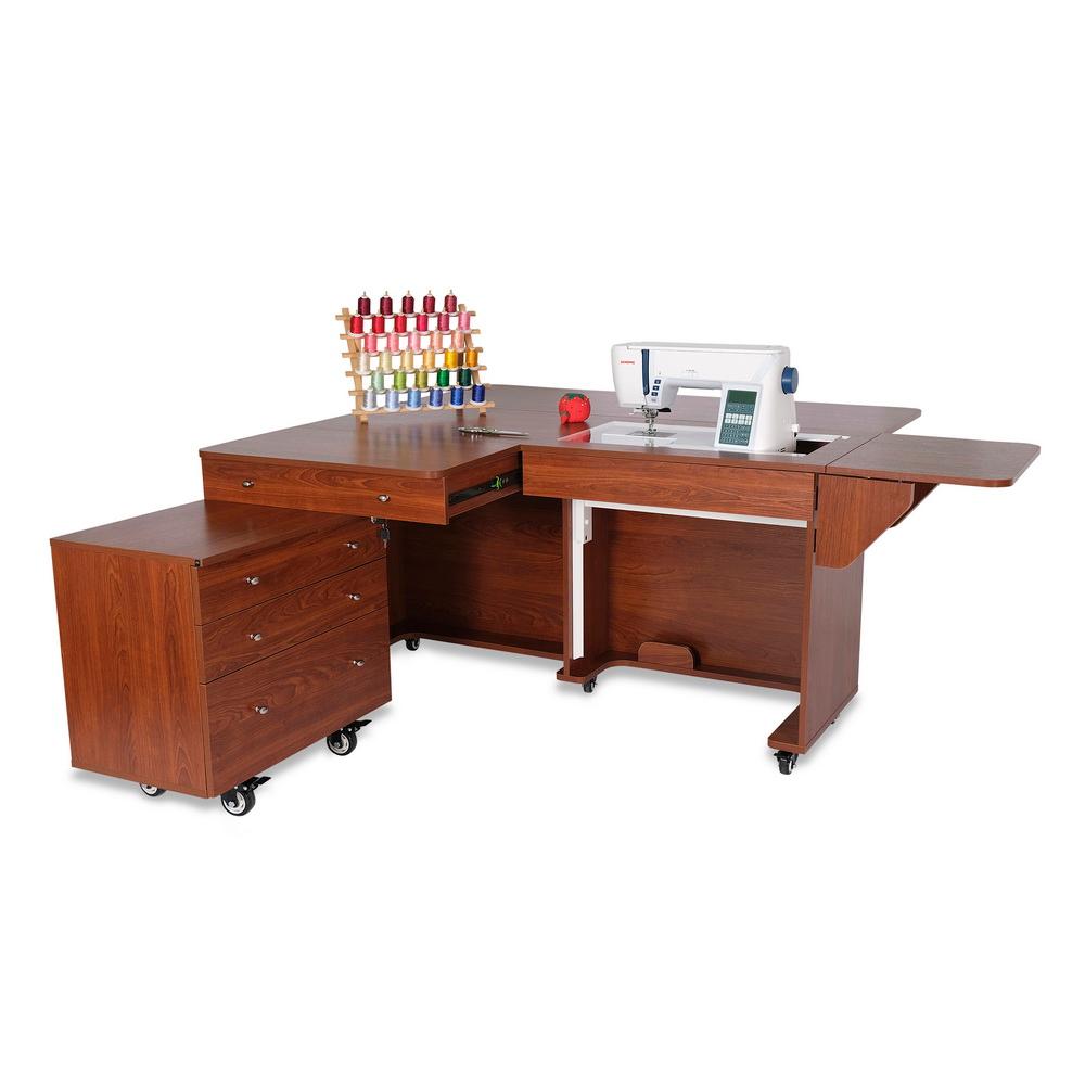 Kangaroo Sewing Furniture Kookaburra, Kangaroo and Joey II Bundle Cabinet Set (Teak) - Sewingmachinesplus.com