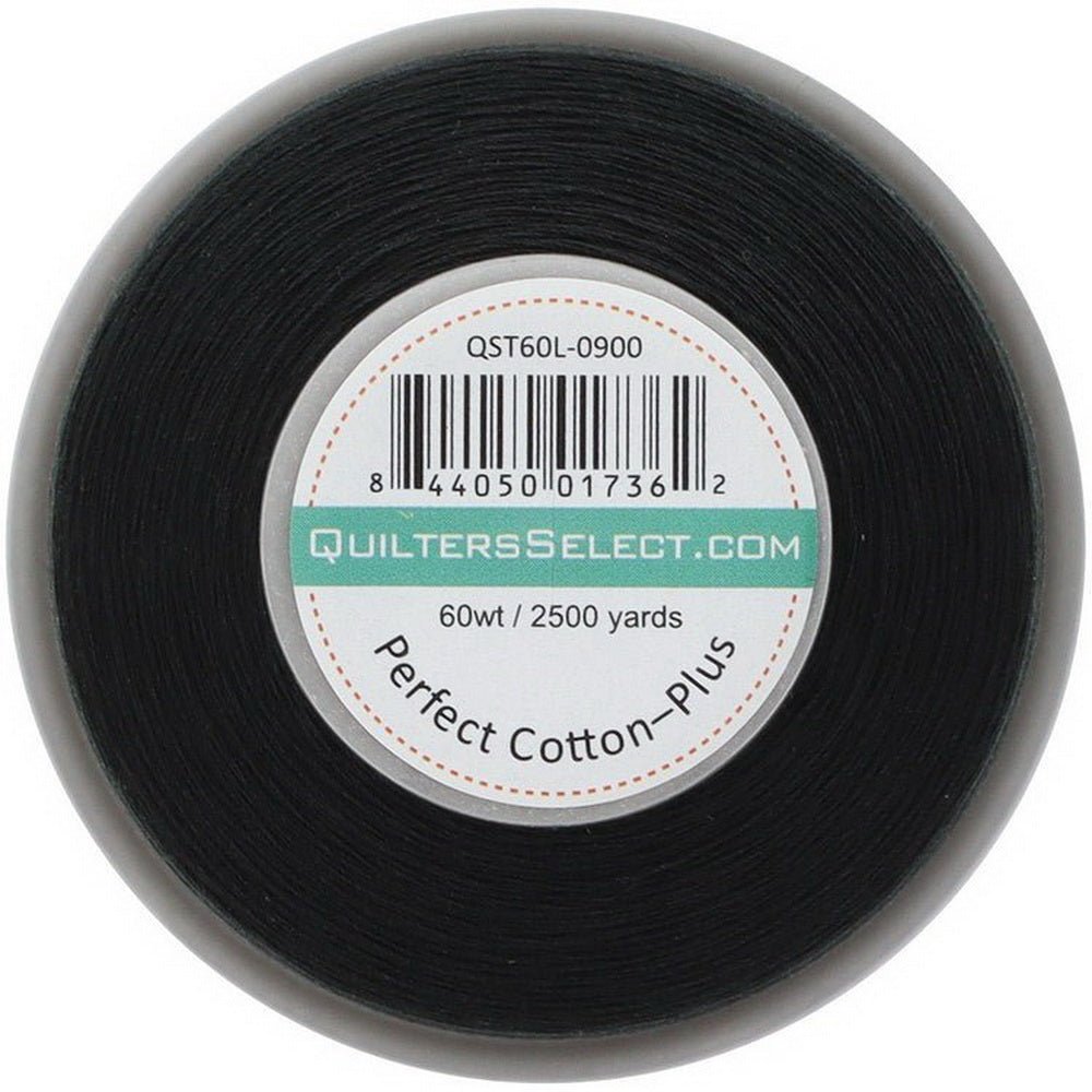 Quilters Select Perfect Cotton Plus Thread 60 Weight 2500 Yard Spool - Black QST60L0900 - Sewingmachinesplus.com