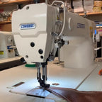 Consew 2206RB-14-7-DD-1 Single Needle Direct Drive Compound Walking Foot Sewing Machine with Complete Tabling