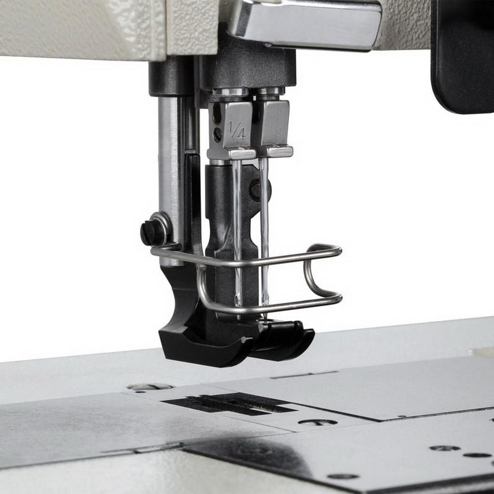 Consew 328RB-2 High Speed, Two Needle, Angular Stitching (Split Needle Bar), Drop Feed, Needle Feed, Walking Foot, Lockstitch Machine