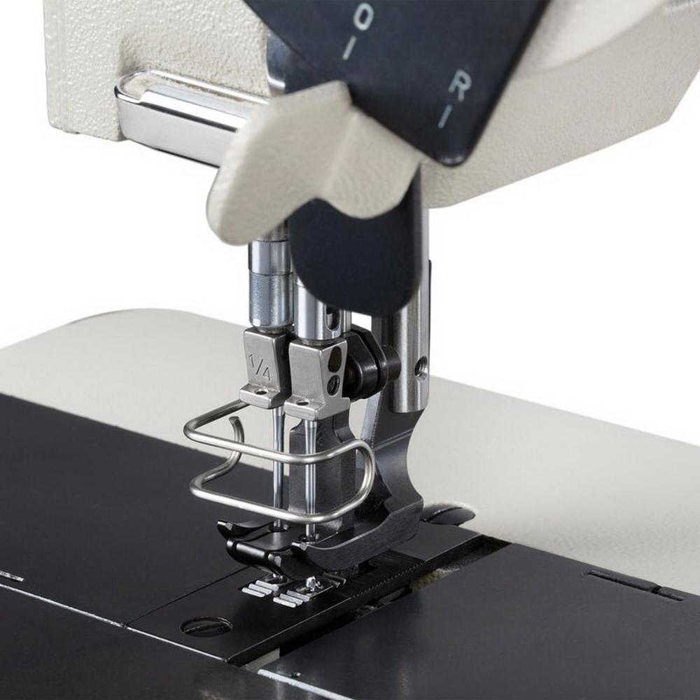 Consew 328RB-2 High Speed, Two Needle, Angular Stitching (Split Needle Bar), Drop Feed, Needle Feed, Walking Foot, Lockstitch Machine