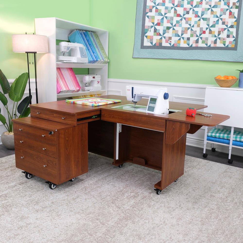Kangaroo Sewing Furniture Kookaburra, Kangaroo and Joey II Bundle Cabinet Set (Teak) - Sewingmachinesplus.com
