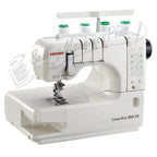 Janome Refurbished 1000CPX Cover Pro coverstitch machine in white with four thread spools