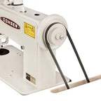 Consew 104-10T single-needle chainstitch sewing machine, white body with belt-drive and universal feed movement