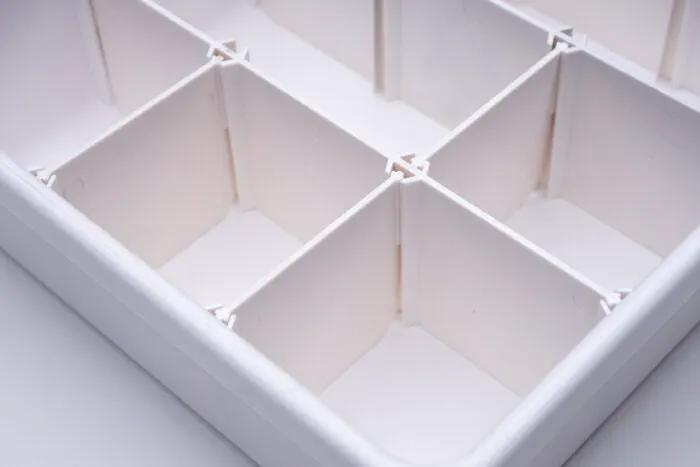 Handi Quilter HQ Tool Tray Expansion Kit with 10 white single dividers for quilting frame accessories.