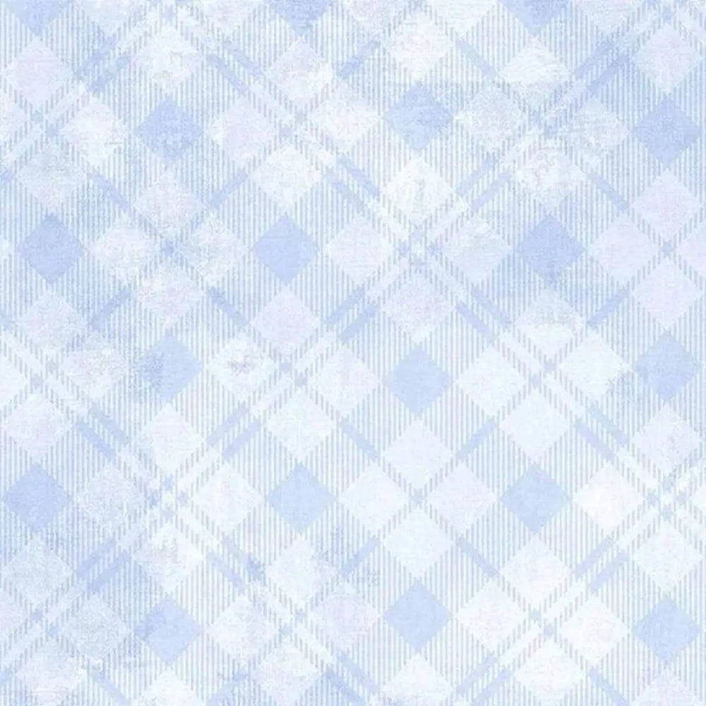 Dry Brush Plaid Pale Blue quilting fabric with soft painterly plaid texture by Danhui Nai for Wilmington Prints