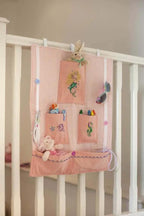 Threaders embroidery transfer sheets, fantasy theme; pink hanging organizer with mermaid-embroidered pockets