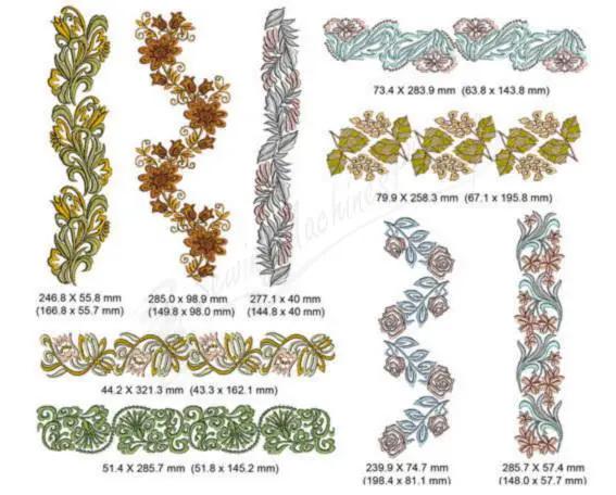 Momo-Dini Embroidery Designs - Fancy Laces set featuring multiple colorful lace motifs and borders