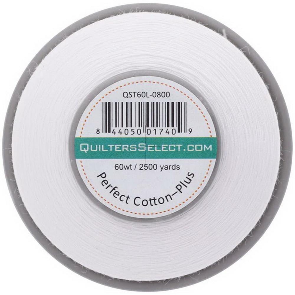 Quilters Select Perfect Cotton Plus Thread 60 Weight 2500 Yard Spool - White QST60L-0800