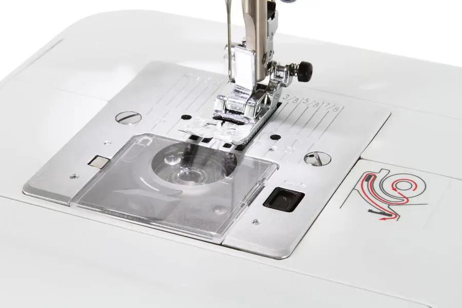 Singer 2010 Superb Computerized Sewing Machine, white with metal needleplate and presser foot.