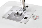Singer 2010 Superb Computerized Sewing Machine, white with metal needleplate and presser foot.