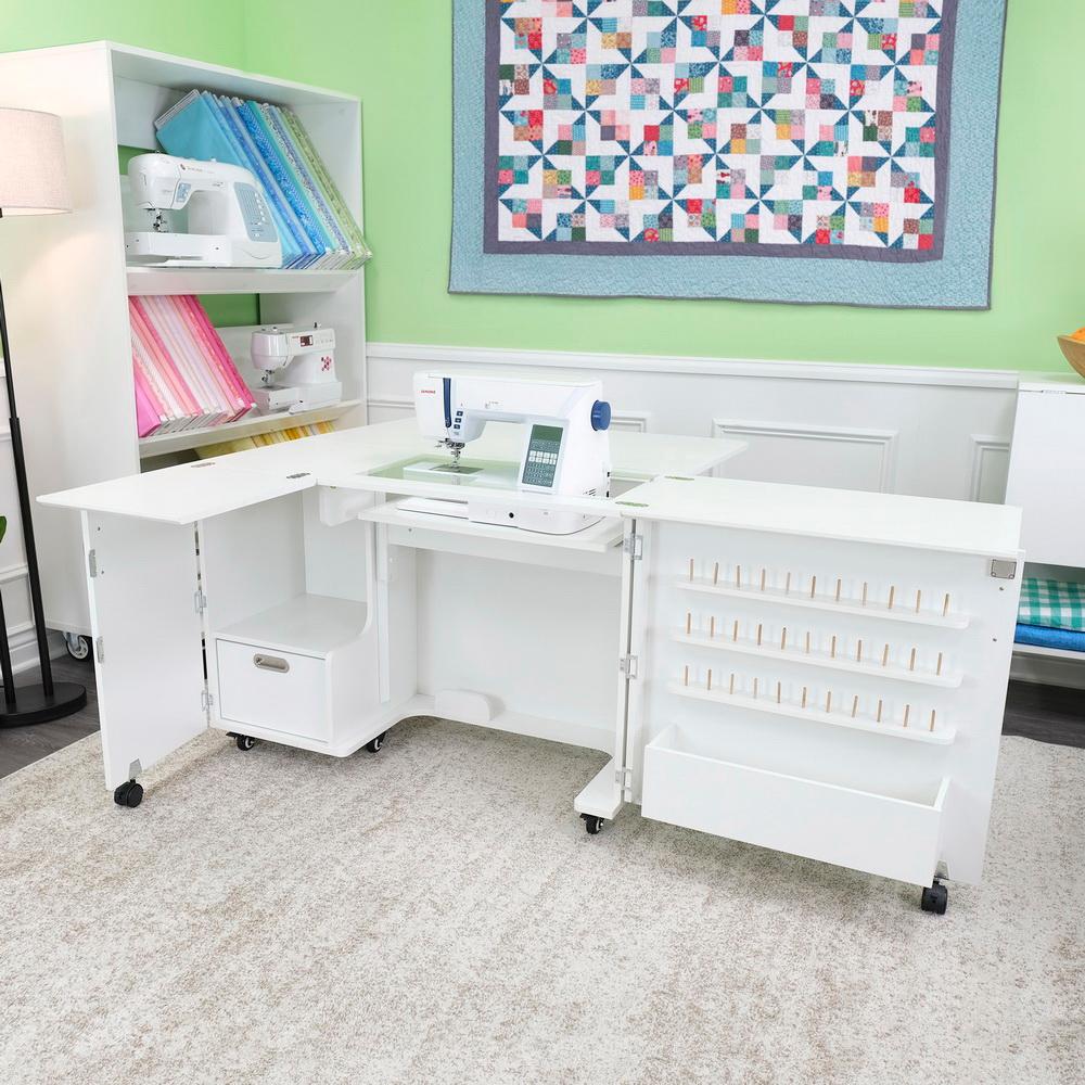 Kangaroo Sewing Furniture Wallaby II Studio Wallaby Air Lift and Dingo II Sewing Cabinet Set WHITE (WS-WHT)