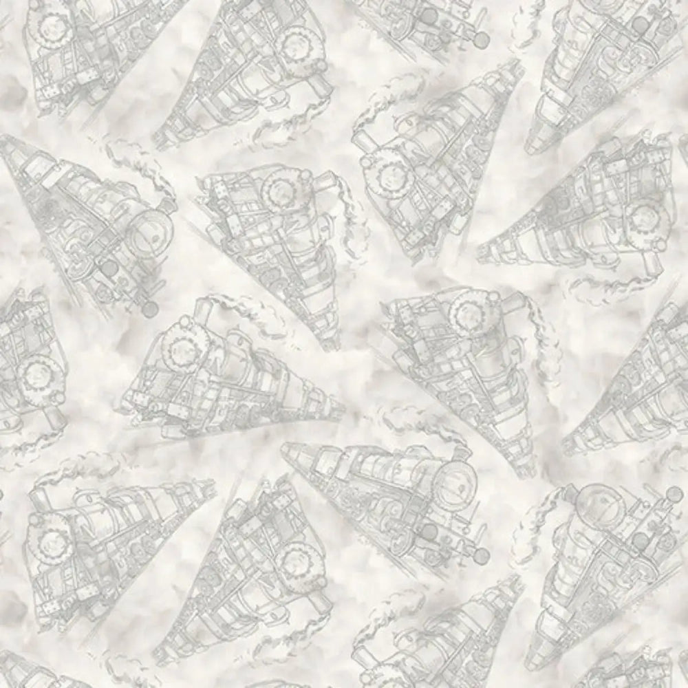 Express Tracks Train Tonal Light Gray quilting fabric by Blank Quilting, SKU 1303-90
