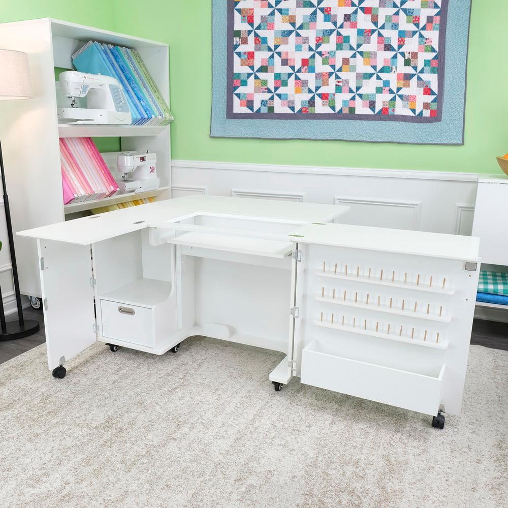 Kangaroo Sewing Furniture Wallaby II Studio Wallaby Air Lift and Dingo II Sewing Cabinet Set WHITE (WS-WHT)