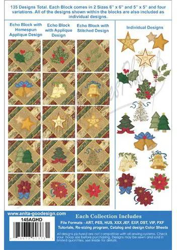 Embroidery design collection Anita Goodesign Christmas Quilt 145AGHD with 135 designs in assorted blocks