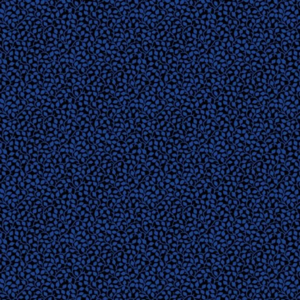 Benartex Paradise Park Friends Midnight blue leafy cotton quilting fabric by Pat Sloan