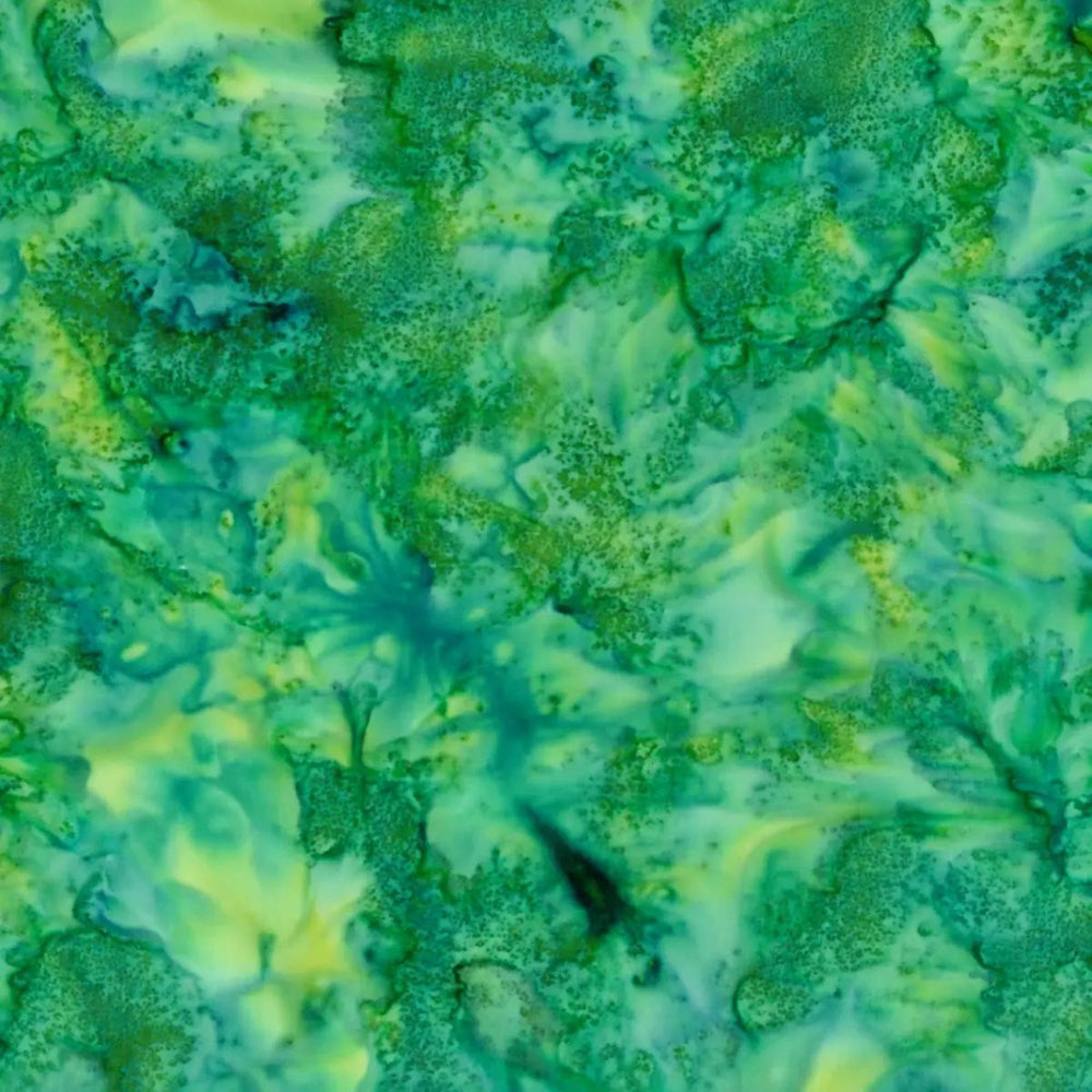 Bali Watercolors Frog green batik quilting fabric with mottled watercolor texture by Hoffman Fabrics