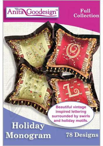 Embroidery design software: Anita Goodesign Holiday Monogram 198AGHD, Full Collection by Anita Goodesign, 78 designs.