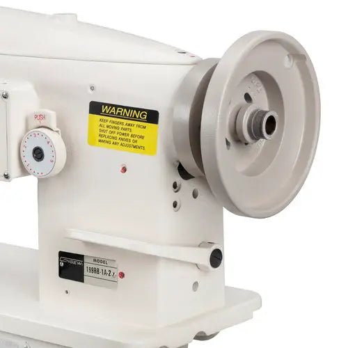 Consew 199RB single-needle industrial sewing machine, white with large flywheel.