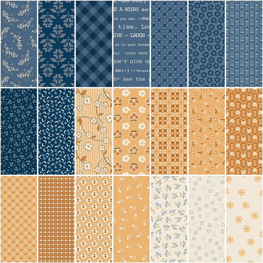 Riley Blake Denim & Daisy 1yd Cut Bundle (1YD-18130-21)