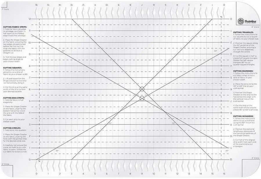 Crafters Companion Threaders Shape Creator cutting mat; white grid with cutting guides and Threaders logo.