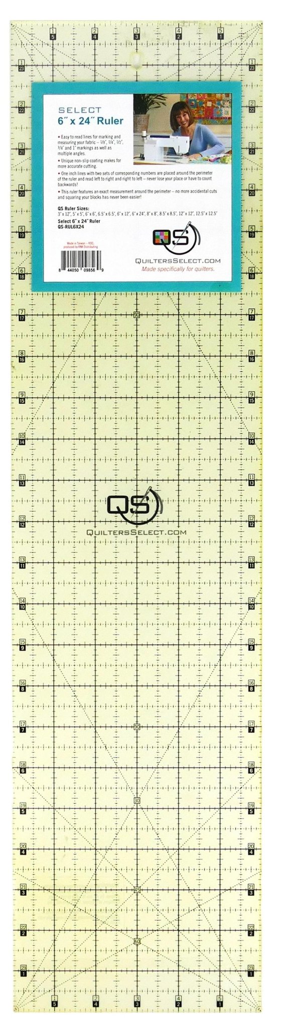 Quilters Select 6" x 24" Non - Slip Ruler - Sewingmachinesplus.com
