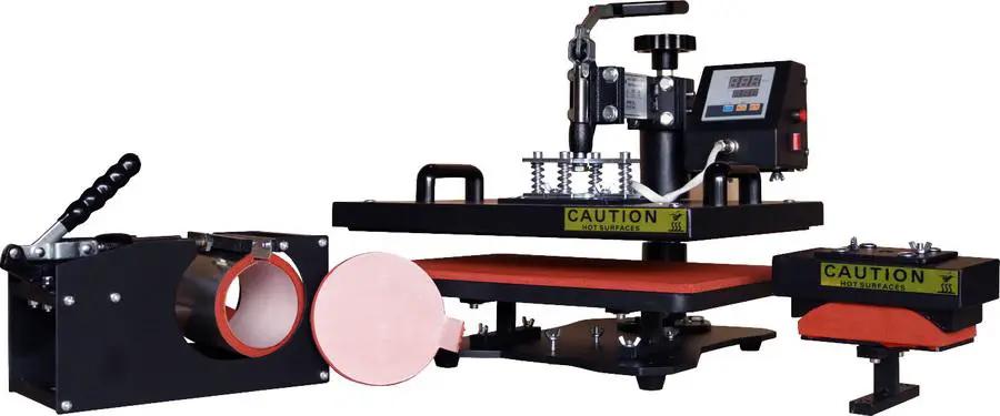 Ricoma HP-0401MF multifunction heat press; black industrial unit with digital control panel and red heat platens