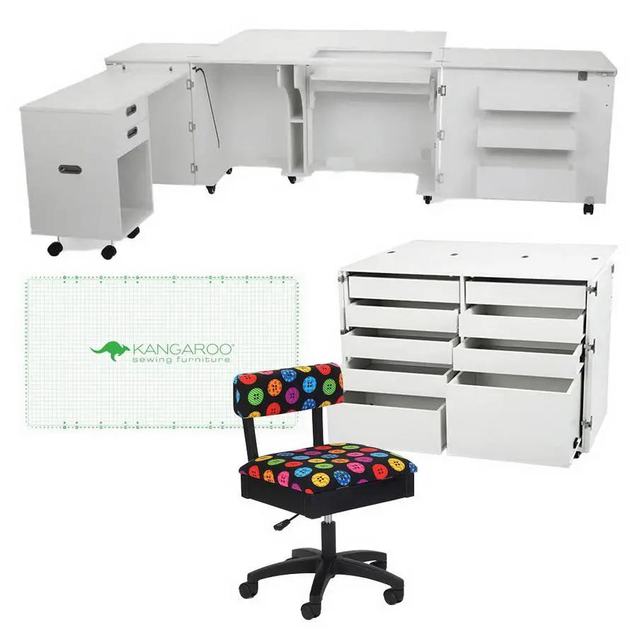 Kangaroo Sewing Furniture Dingo II and Aussie II Bundle Cabinet Set (White) - Sewingmachinesplus.com